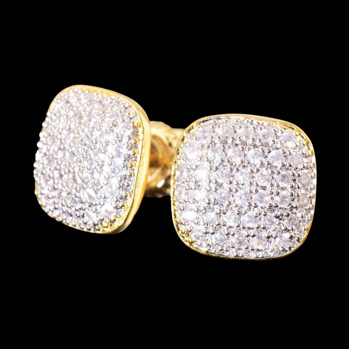 10mm Square Stud Earrings (Gold, Silver, Two-Tone)