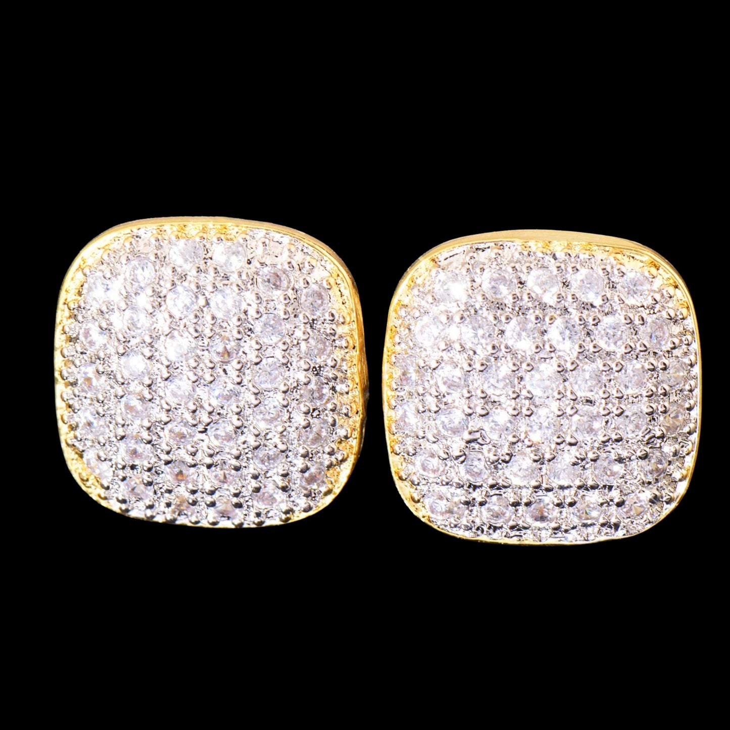 10mm Square Stud Earrings (Gold, Silver, Two-Tone)